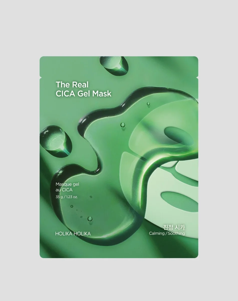 Hydrogel máscara calmante para toda a noite The Real Gel Mask Cica Holika Holika